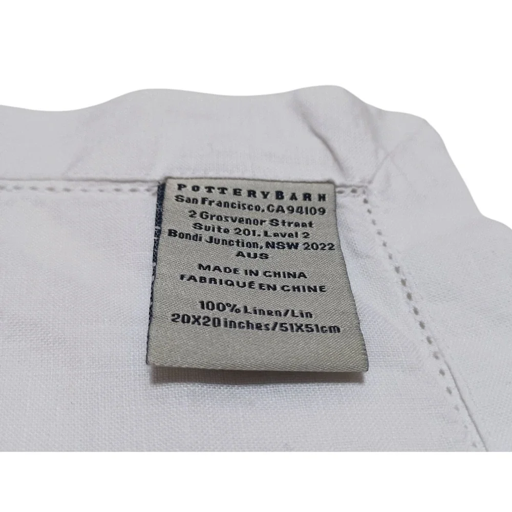 Pottery Barn 100% Linen Napkins White 20x20 Set of 6 Elegant Everyday Classic - Picture 4 of 7